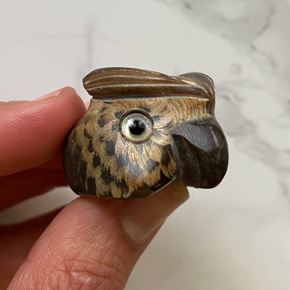 Goddess Jewelry Vintage Handmade Owl Horn Artisan Ring - Picture 4 of 4